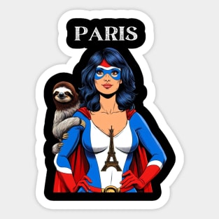 Paris Female Comic Book Superhero Sloth Sticker